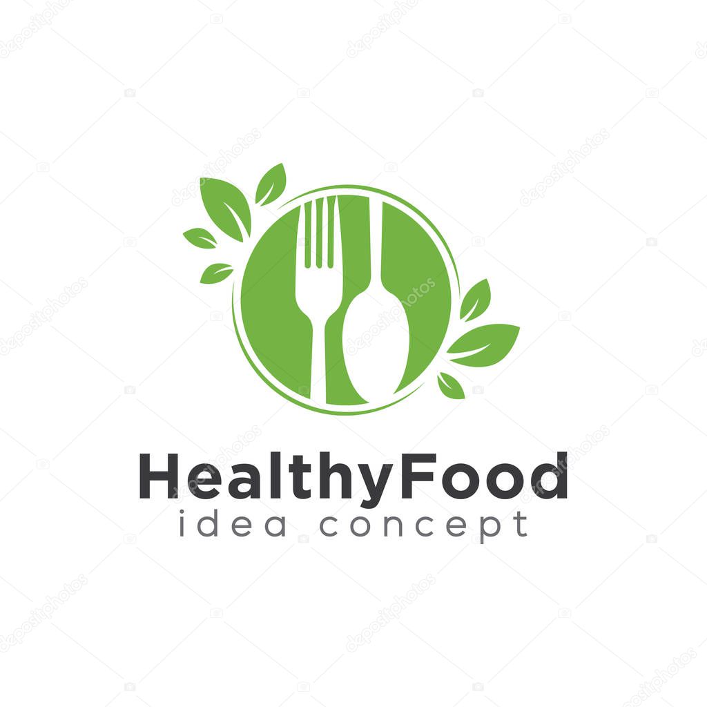Healthy Food Concept Logo Design Template