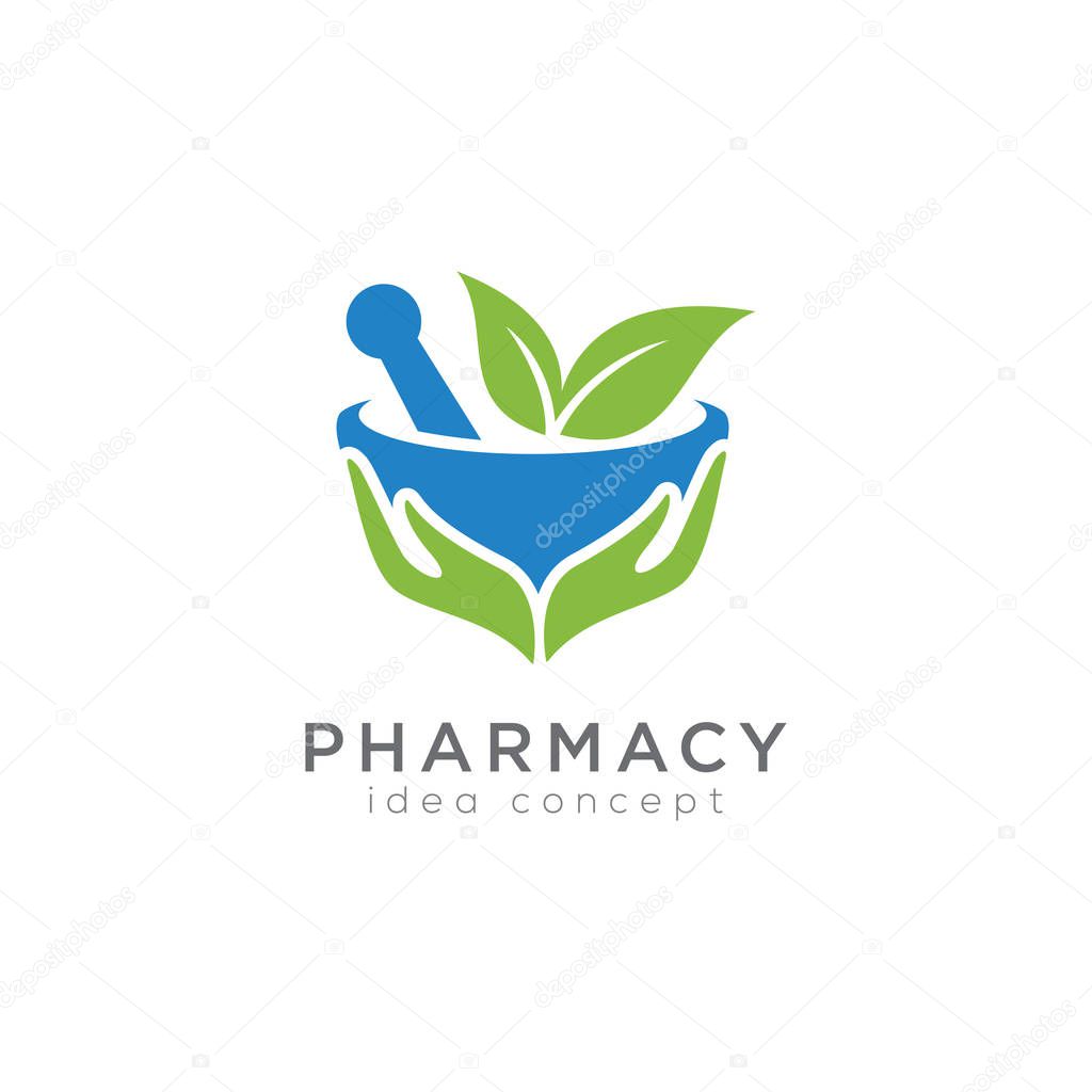Pharmacy Concept Logo Design Template, Herbal Medicine