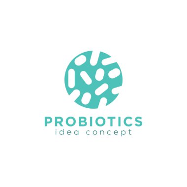 Probiyotik bakterilerle ilgili logo tasarımı. Terapi için sağlıklı besin maddesi