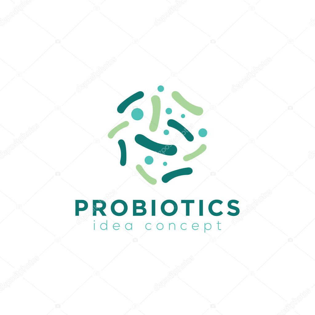 Logo design related to probiotic bacteria. Healthy nutrition ingredient for therapeutic