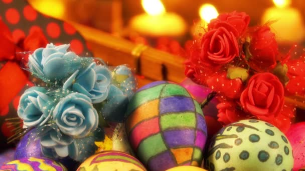 Цветные Пасхальные Яйца Пасху — стоковое видео