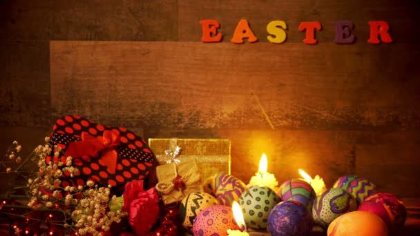 Barevné Velikonoce Paschal Vejce Oslava — Stock video