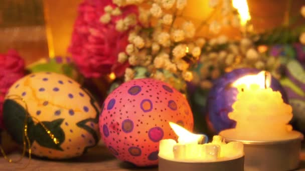 Celebracji Paschalnej Jaj Kolorowe Pisanki — Wideo stockowe