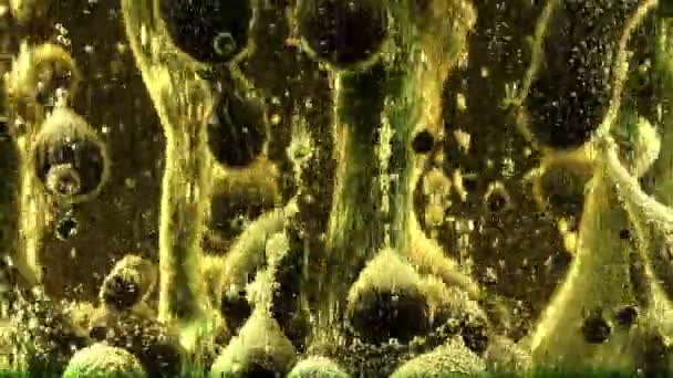 植物油与水混合物中的气泡 — 图库视频影像