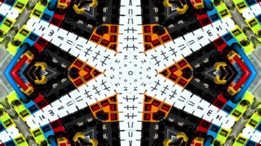 Soyut kablolar elektrik telleri simetrik desen süs dekoratif Kaleidoscope hareketi geometrik daire ve yıldız şekiller