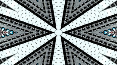 Soyut kablolar elektrik telleri simetrik desen süs dekoratif Kaleidoscope hareketi geometrik daire ve yıldız şekiller