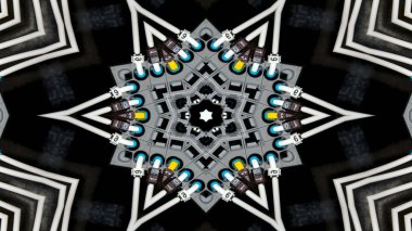 Soyut kablolar elektrik telleri simetrik desen süs dekoratif Kaleidoscope hareketi geometrik daire ve yıldız şekiller