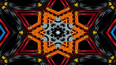 Soyut kablolar elektrik telleri simetrik desen süs dekoratif Kaleidoscope hareketi geometrik daire ve yıldız şekiller