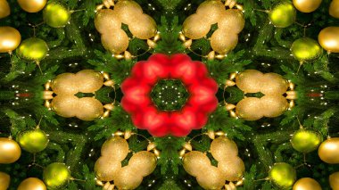 Soyut Noel kutlama yeni yıl kavramı simetrik desen süs dekoratif Kaleidoscope hareketi geometrik daire ve yıldız şekiller