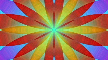 Soyut Renkli Çiçekler Flora Konsepti Simetrik Düzen Dekoratif Kaleydoskop Hareketi Geometrik Çember ve Yıldız Şekilleri