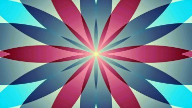 Soyut Renkli Çiçekler Flora Konsepti Simetrik Düzen Dekoratif Kaleydoskop Hareketi Geometrik Çember ve Yıldız Şekilleri
