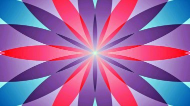 Soyut Renkli Çiçekler Flora Konsepti Simetrik Düzen Dekoratif Kaleydoskop Hareketi Geometrik Çember ve Yıldız Şekilleri