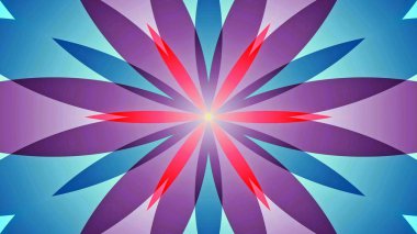 Soyut Renkli Çiçekler Flora Konsepti Simetrik Düzen Dekoratif Kaleydoskop Hareketi Geometrik Çember ve Yıldız Şekilleri