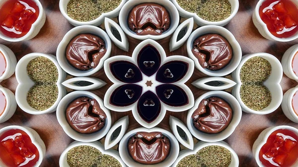 Soyut Kahvaltı Fotoğraf Simetrik Desen Süs Dekoratif Kaleidoscope Hareketi Geometrik — Stok fotoğraf