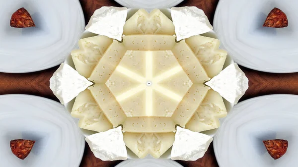 Abstraktní Snídani Foto Symetrický Vzor Okrasné Dekorativní Kaleidoskop Hnutí Geometrické — Stock fotografie