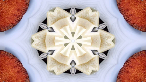 Abstrakta Frukost Foto Symmetriska Mönster Dekorativa Dekorativa Kalejdoskop Rörelse Geometrisk — Stockfoto
