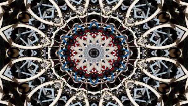 Abstraktní Kabely Elektrické Dráty Symetrický Vzor Okrasné Dekorativní Kaleidoskop Hnutí — Stock fotografie