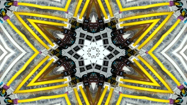 Absztrakt Kábelek Elektromos Vezetékek Szimmetrikus Minta Díszítő Dekoratív Kaleidoszkóp Mozgalom — Stock Fotó