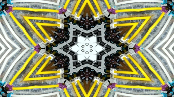 Abstrakte Kabel Elektrische Drähte Symmetrisches Muster Ornamentale Dekorative Kaleidoskop Bewegung — Stockfoto