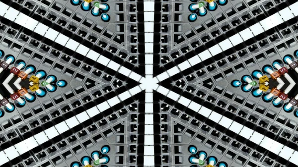Abstraktní Kabely Elektrické Dráty Symetrický Vzor Okrasné Dekorativní Kaleidoskop Hnutí — Stock fotografie