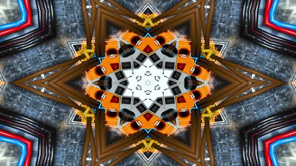 Abstraktní Kabely Elektrické Dráty Symetrický Vzor Okrasné Dekorativní Kaleidoskop Hnutí — Stock fotografie