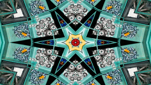 Abstraktní Kabely Elektrické Dráty Symetrický Vzor Okrasné Dekorativní Kaleidoskop Hnutí — Stock fotografie