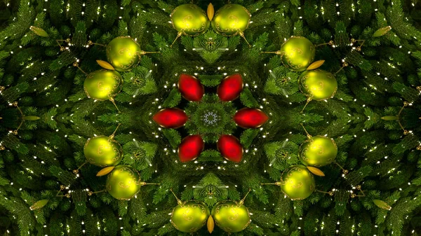 Abstrakt Weihnachtsfeier Neujahr Konzept Symmetrisch Muster Ornamental Dekorativ Kaleidoskop Bewegung — Stockfoto