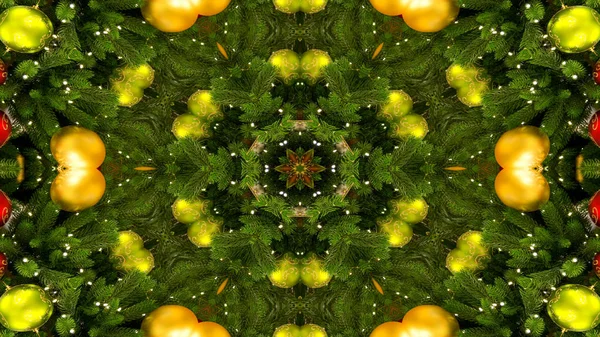 Abstrakt Weihnachtsfeier Neujahr Konzept Symmetrisch Muster Ornamental Dekorativ Kaleidoskop Bewegung — Stockfoto