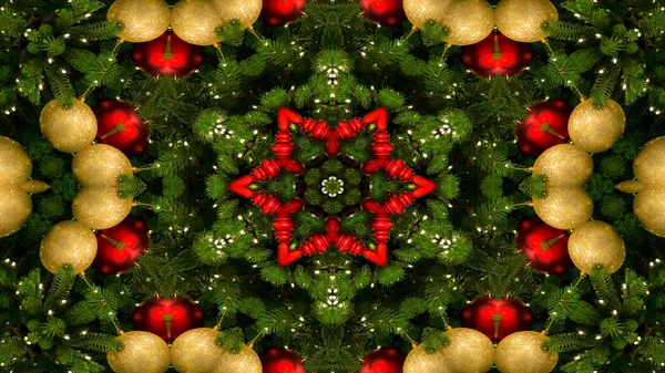 Célébration Noël Abstraite Nouvel Concept Motif Symétrique Décoratif Kaléidoscope Décoratif — Photo