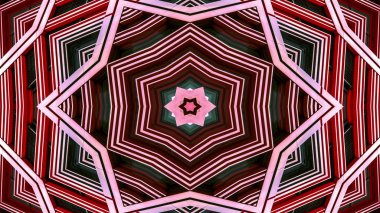 soyut renkli hipnotik simetrik desen süslemeli kaleydoskop hareketi geometrik çember ve yıldız şekilleri