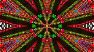 Renkli hipnotik simetrik Kaleidoscope