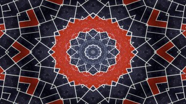 soyut renkli hipnotik simetrik desen süslemeli kaleydoskop hareketi geometrik çember ve yıldız şekilleri