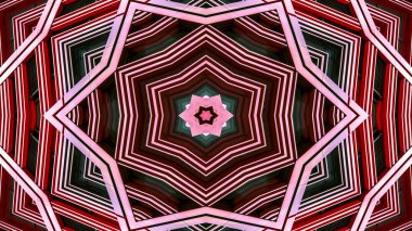 soyut renkli hipnotik simetrik desen süslemeli kaleydoskop hareketi geometrik çember ve yıldız şekilleri