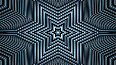 soyut renkli hipnotik simetrik desen süslemeli kaleydoskop hareketi geometrik çember ve yıldız şekilleri
