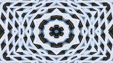 soyut renkli hipnotik simetrik desen süslemeli kaleydoskop hareketi geometrik çember ve yıldız şekilleri