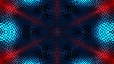 soyut renkli hipnotik simetrik desen süslemeli kaleydoskop hareketi geometrik çember ve yıldız şekilleri