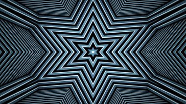 soyut renkli hipnotik simetrik desen süslemeli kaleydoskop hareketi geometrik çember ve yıldız şekilleri