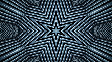 soyut renkli hipnotik simetrik desen süslemeli kaleydoskop hareketi geometrik çember ve yıldız şekilleri