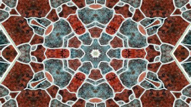 soyut renkli hipnotik simetrik desen süslemeli kaleydoskop hareketi geometrik çember ve yıldız şekilleri