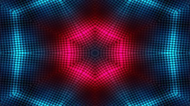 soyut renkli hipnotik simetrik desen süslemeli kaleydoskop hareketi geometrik çember ve yıldız şekilleri