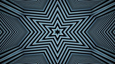soyut renkli hipnotik simetrik desen süslemeli kaleydoskop hareketi geometrik çember ve yıldız şekilleri