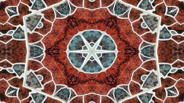 soyut renkli hipnotik simetrik desen süslemeli kaleydoskop hareketi geometrik çember ve yıldız şekilleri