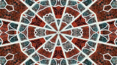 soyut renkli hipnotik simetrik desen süslemeli kaleydoskop hareketi geometrik çember ve yıldız şekilleri