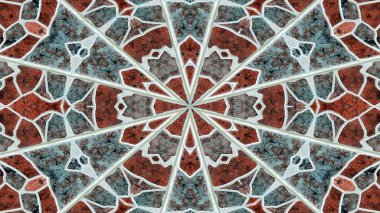 soyut renkli hipnotik simetrik desen süslemeli kaleydoskop hareketi geometrik çember ve yıldız şekilleri