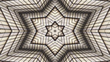 soyut renkli hipnotik simetrik desen süslemeli kaleydoskop hareketi geometrik çember ve yıldız şekilleri