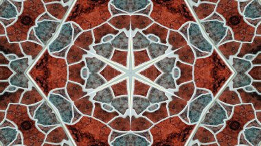 soyut renkli hipnotik simetrik desen süslemeli kaleydoskop hareketi geometrik çember ve yıldız şekilleri