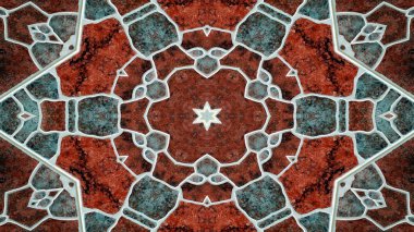 soyut renkli hipnotik simetrik desen süslemeli kaleydoskop hareketi geometrik çember ve yıldız şekilleri