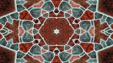soyut renkli hipnotik simetrik desen süslemeli kaleydoskop hareketi geometrik çember ve yıldız şekilleri