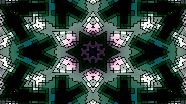 Abstract Colorful Hypnotic Symmetric Pattern Ornamental Decorative Kaleidoscope Movement Geometric — Stock Photo, Image