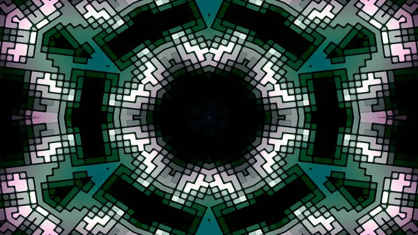 Абстрактний Барвистий Гіпнотичний Симетричний Візерунок Декоративний Рух Калейдоскопа Геометричне Коло — стокове фото